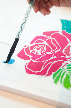 batik painting in malaysia drawn by artist handの写真素材