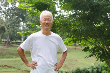 asian senior male outdoor