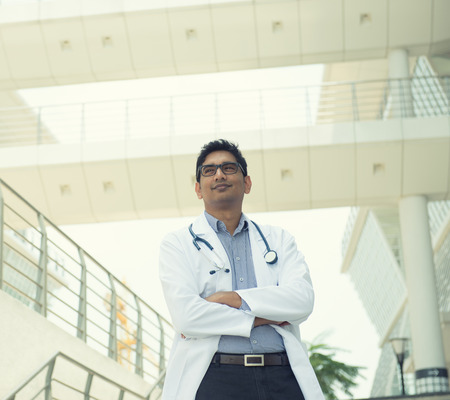 indian male doctor outdoor, slight vintage toneの写真素材