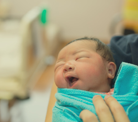 asian newborn at hospitalの写真素材