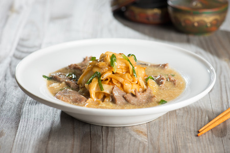 wat tan hor, popular cantonese fried noodle in south east asiaの写真素材