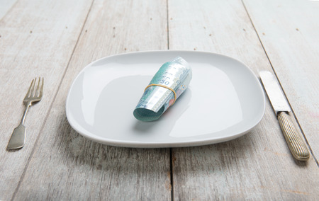 Malaysia Ringgit concept photo on plateの写真素材