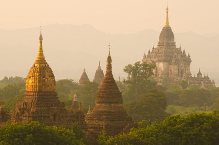 sunset at bagan, myanmarの写真素材