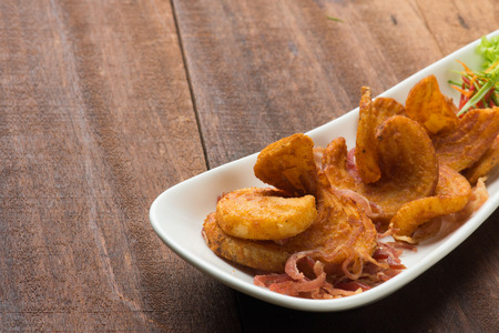 deep fried potato wedgesの写真素材