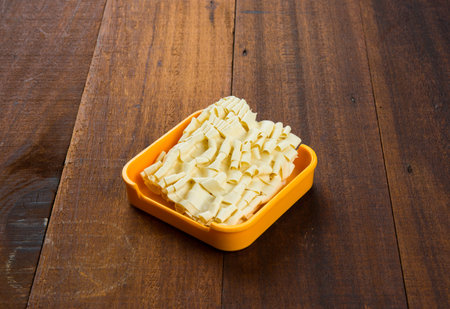 raw instant noodle on plate