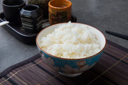 japanese rice with backgroundの写真素材