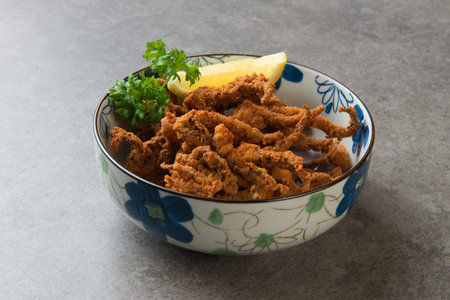 Ika Geso japanese fried spicy squid tentacleの写真素材