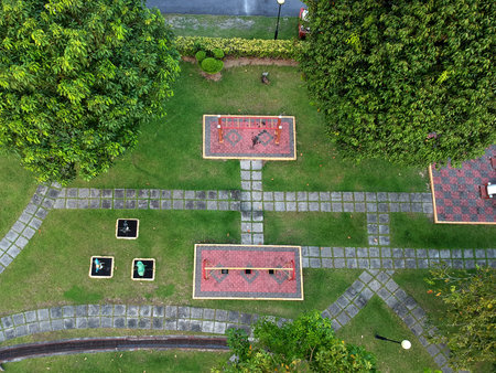 aerial of an empty playground