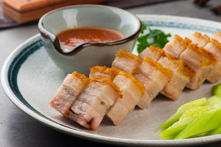 Siu Yuk or crispy roasted belly pork Chinese styleの写真素材