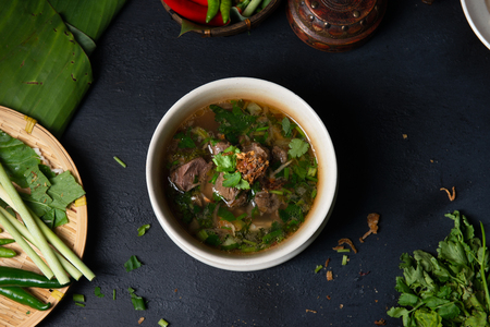 Sup tulang or bone soup, popular traditional Malay dishの写真素材