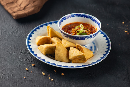 Nyonya deep fried tofu with peanutsの写真素材