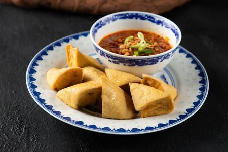 Fried Tofu with peanut sauce ;Vegetarian or vegan dish.
の写真素材