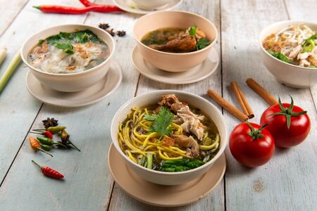 traditional malay style soup noodlesの写真素材