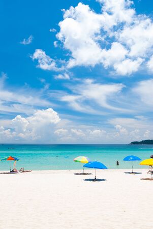 Beautiful tropic beach with white sand and crystal clear waters.の写真素材