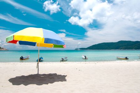 Beautiful tropic beach with white sand and crystal clear waters.の写真素材