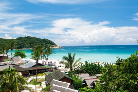Beautiful tropic beach with white sand and crystal clear waters.の写真素材