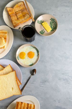 typical malaysian breakfast nanyang cuisine with copy spaceの写真素材