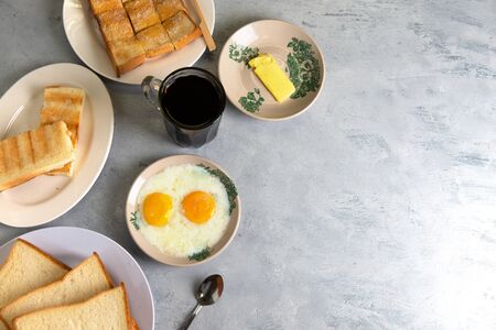 typical malaysian breakfast nanyang cuisine with copy spaceの写真素材
