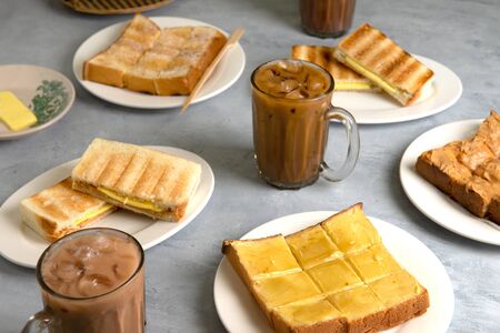 typical malaysian breakfast nanyang cuisine with copy spaceの写真素材
