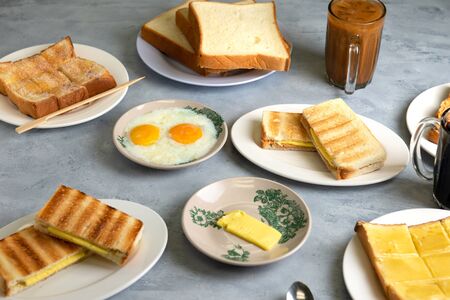 typical malaysian breakfast nanyang cuisine with copy spaceの写真素材