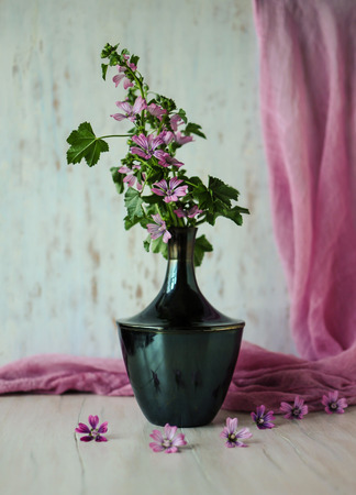 Vase with wildflowers. Wildflowers. Beautiful still life.の写真素材