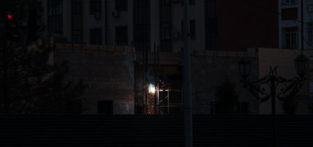 Welding works. Building under construction.