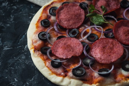 Pizza. Appetizing pizza. Pizza on the tableの写真素材
