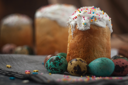 Sweet pastries for Easter. Festive pastry. Beautiful still lifes with baking. Easter.の写真素材
