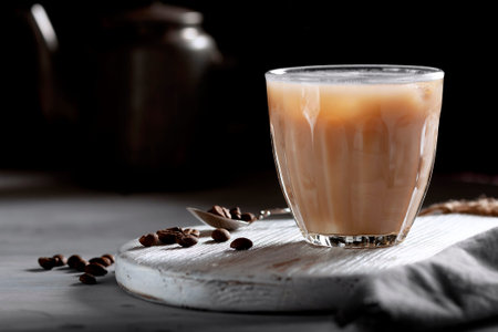 Chilled iced coffee. Coffee with milk.