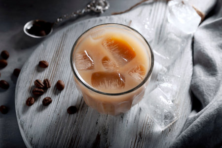 Chilled iced coffee. Coffee with milk.