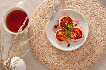 Immerse yourself in the morning freshness with fried tvorog pancakes, which are perfect for...