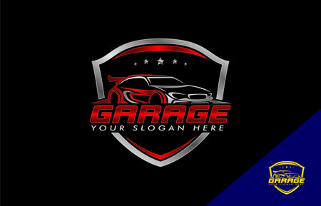 car garage premium logo emblem template modern design vector illustration Perfect logo for the automotive industryのイラスト素材