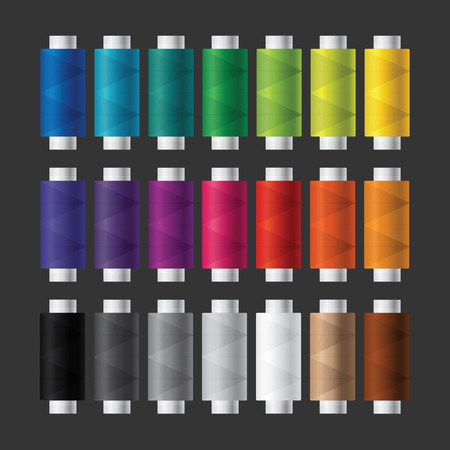 Set of Colorful spools of thread for sewing and needleworkのイラスト素材