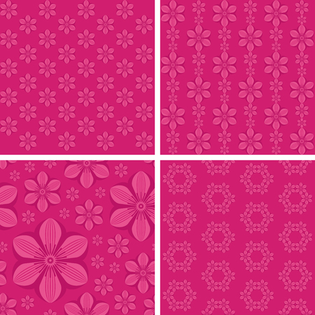 Seamless floral patterns on pink backgroundのイラスト素材