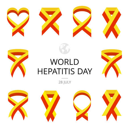 Illustration of World Hepatitis Day on white background. Ribbons.のイラスト素材