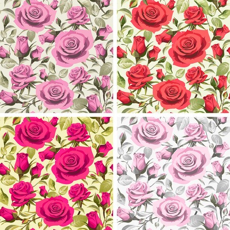 Floral pattern with roses setのイラスト素材