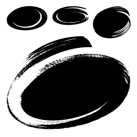 Set of black marker text selection. Hand drawn circle and oval markers isolated on white background.のイラスト素材