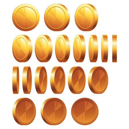 Set of money. Gold coins isolated on white background.のイラスト素材