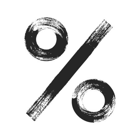 Percent sign icon. Hand drawn style. Black illustration isolated on white background.のイラスト素材