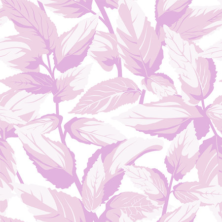 Seamless floral pattern with pink leaves isolated on white background.のイラスト素材