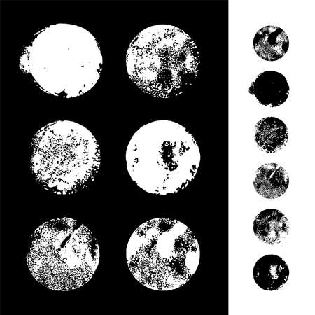 Black and white hand drawn circles isolated on monochrome background. Abstract illustration.のイラスト素材