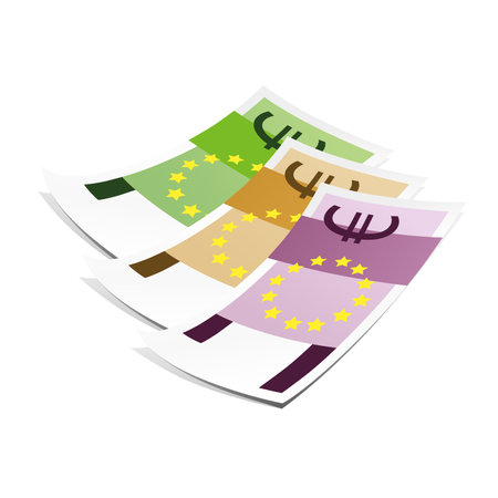 Set of money isolated on white background. euro banknotes.のイラスト素材