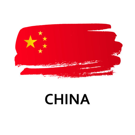 Grunge flag of China isolated on white background. hand-drawn illustration.のイラスト素材