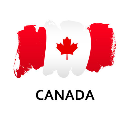 National symbol - flag of Canada isolated on white background. hand drawn illustration. flat style.のイラスト素材