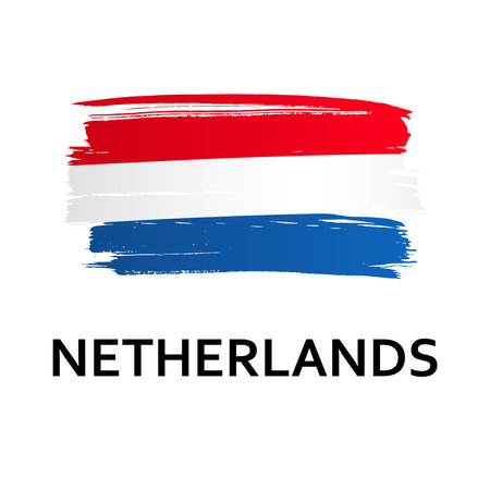 National symbol - flag of Netherlands isolated on white background. hand-drawn illustration. flat style. Holland country.のイラスト素材