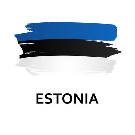 National symbols - flag of Estonia isolated on white background. hand drawn illustration. flat style.のイラスト素材