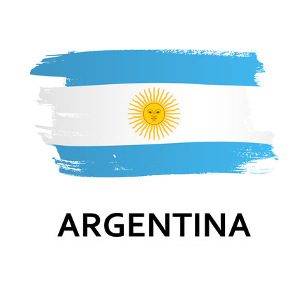 National symbols - flag of Argentina isolated on white background. hand drawn illustration. flat style.のイラスト素材