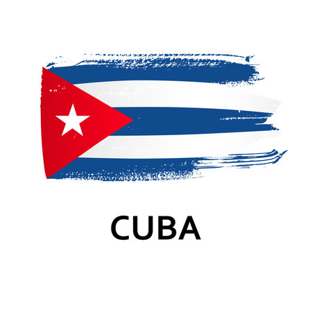 National symbol - flag of Cuba isolated on white background. hand-drawn illustration. flat style.のイラスト素材