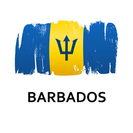 National symbols - flag of Barbados isolated on white background. hand-drawn illustration. flat style.のイラスト素材