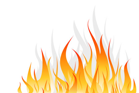 Illustration of burning bonfire on the white background. Red burning flame.のイラスト素材